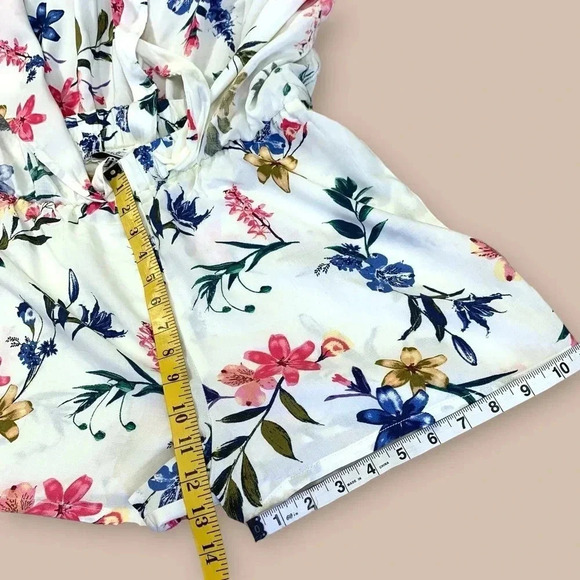 Joe B Tropical Romper Shorts Overlay Open Maxi Skirt Size L Tie Waist Pull On - Picture 12 of 16